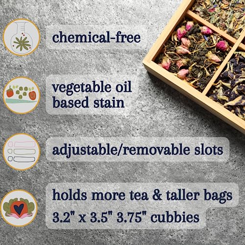 Bamboo Tea Organizer Box Chemical Free Eco