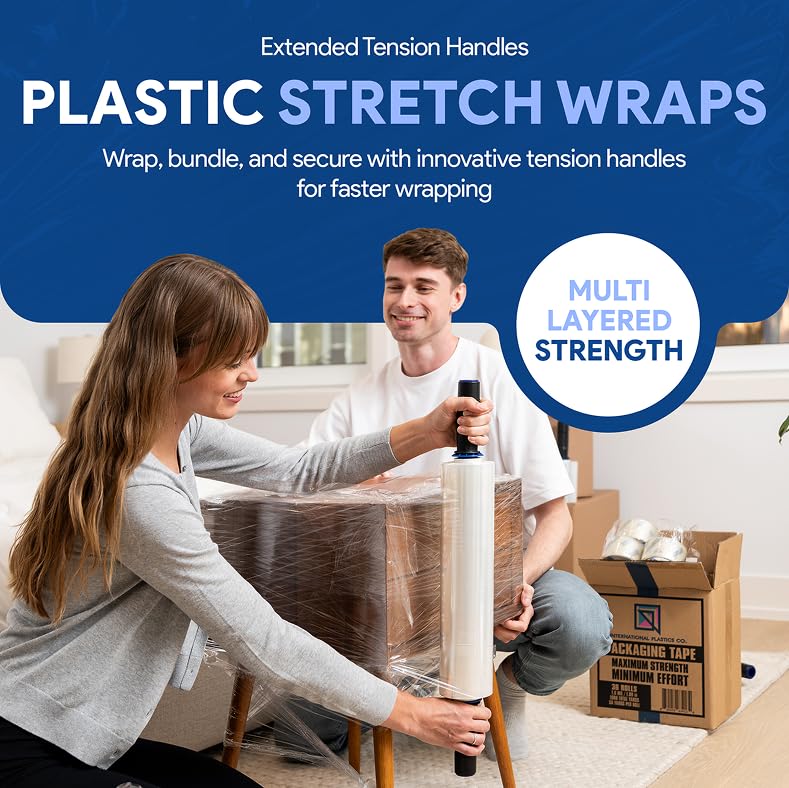 15" Plastic Stretch Wrap with Tension Handles
