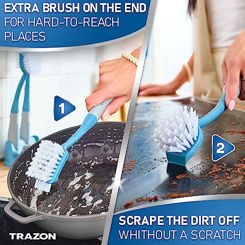 Dish Brush Set of 5 with Convenient Holder (3 Count)