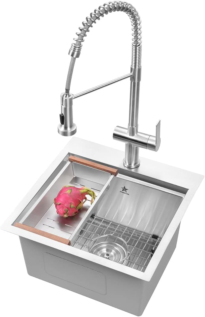 STARSTAR Stainless Steel Colander For Workstation Kitchen Sink (Wood Cover, 13.5 W - 7.7/8 L)