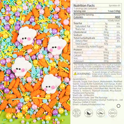 Easter Sprinkles for Cookies 4.23 Ounce Carrot Sprinkles for Baking Rabbit Toppers Perfect for Easter Cake Decorations