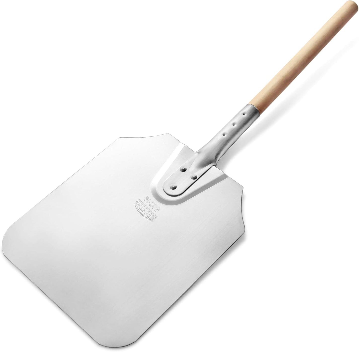 New Star Foodservice 50219 Aluminum Pizza Peel, Wooden Handle, 9 x 11 inch Blade, 26 inch overall - Culinary Roots