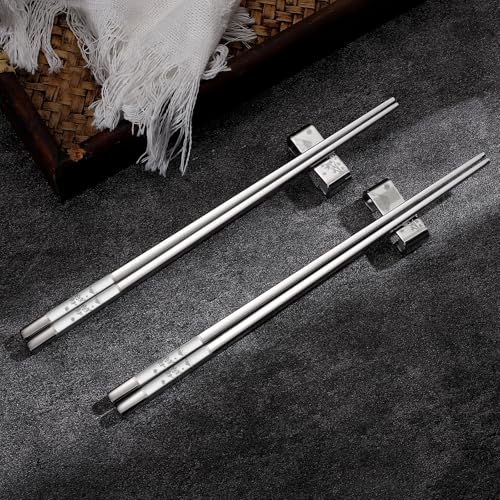 Metal Chopsticks Reusable 2 Pairs Titanium Plated 18 (2 Count)