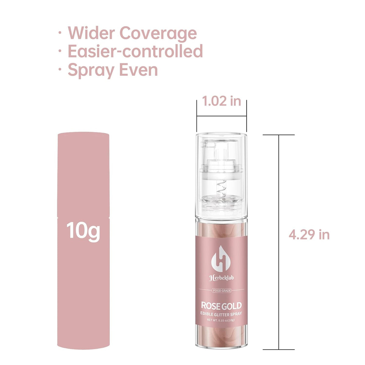 Rose Gold Edible Glitter Spray 10g Herbeklab Edible Rose Gold Glitter for Cakes Food Grade Drink Glitter for Cocktails Chocolate Cake Pop Strawberry