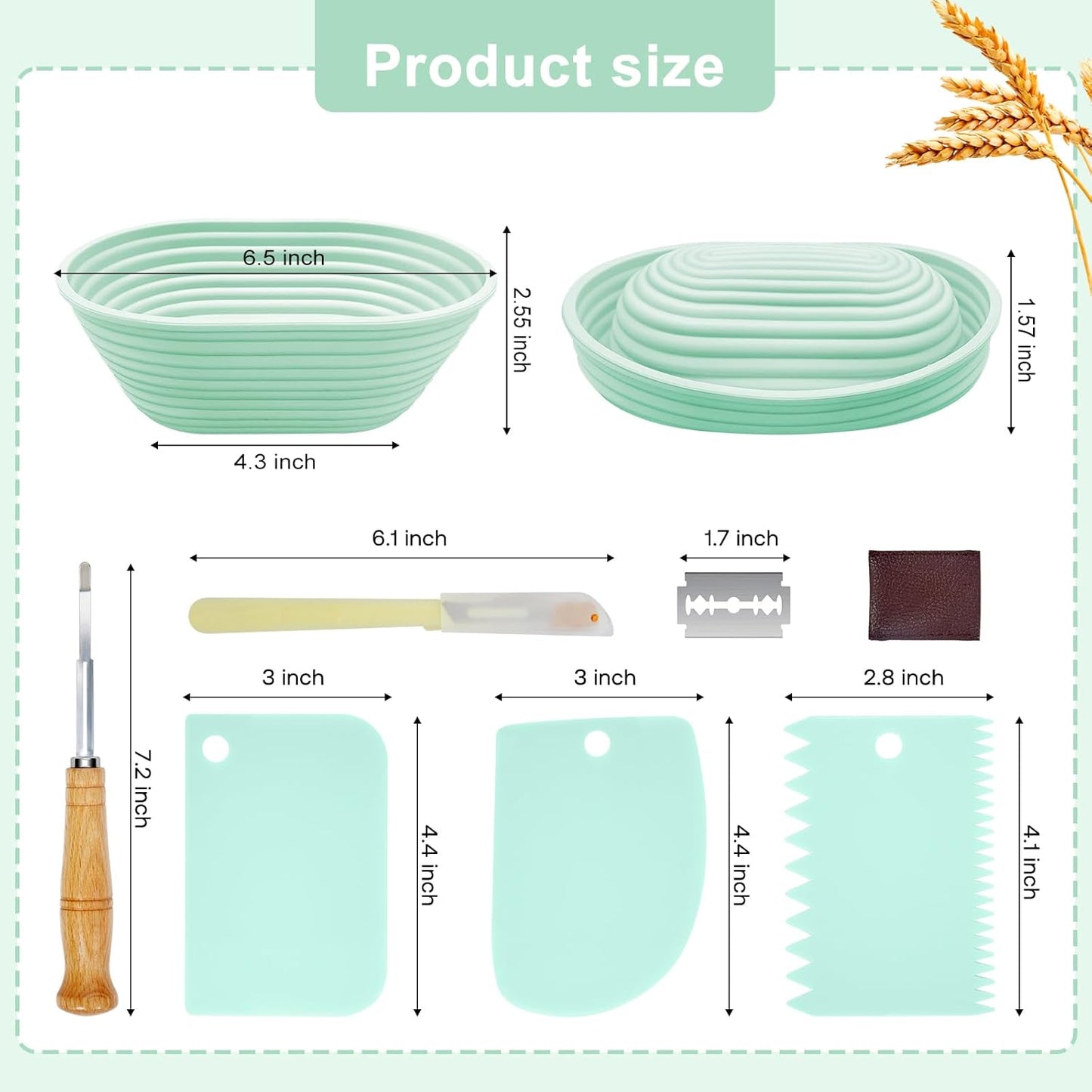 Silicone Banneton, Sourdough Bread Baskets (Set of 6, 6.5 Inch), Oval Proofing Bread Bowls with Starter Kit, Bread Making Baking Supplies - Culinary Roots