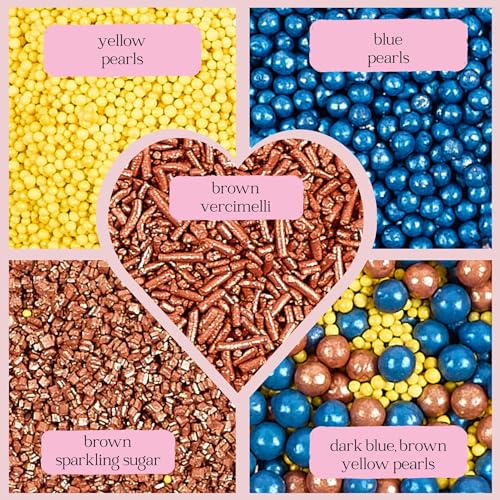 Sprinkles Confect Sprinkles for Cakes & Cupcakes Decoration Assorted pack of 5 ?Graduation Day Mix Yellow