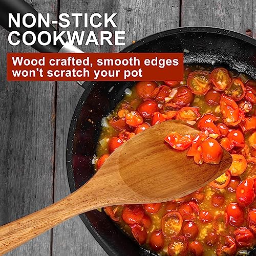 Wooden Spoons for Cooking Spatula Non Toxic Acacia Wood Kitchen Utensils