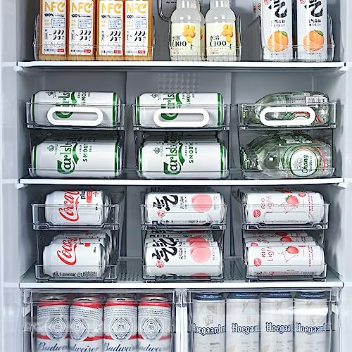 Upgrade 2 Tier Rolling Soda Can Storage Organizer for Tall Skinny Soda
