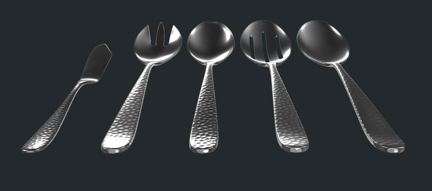 Hammered Serving Utensil Set