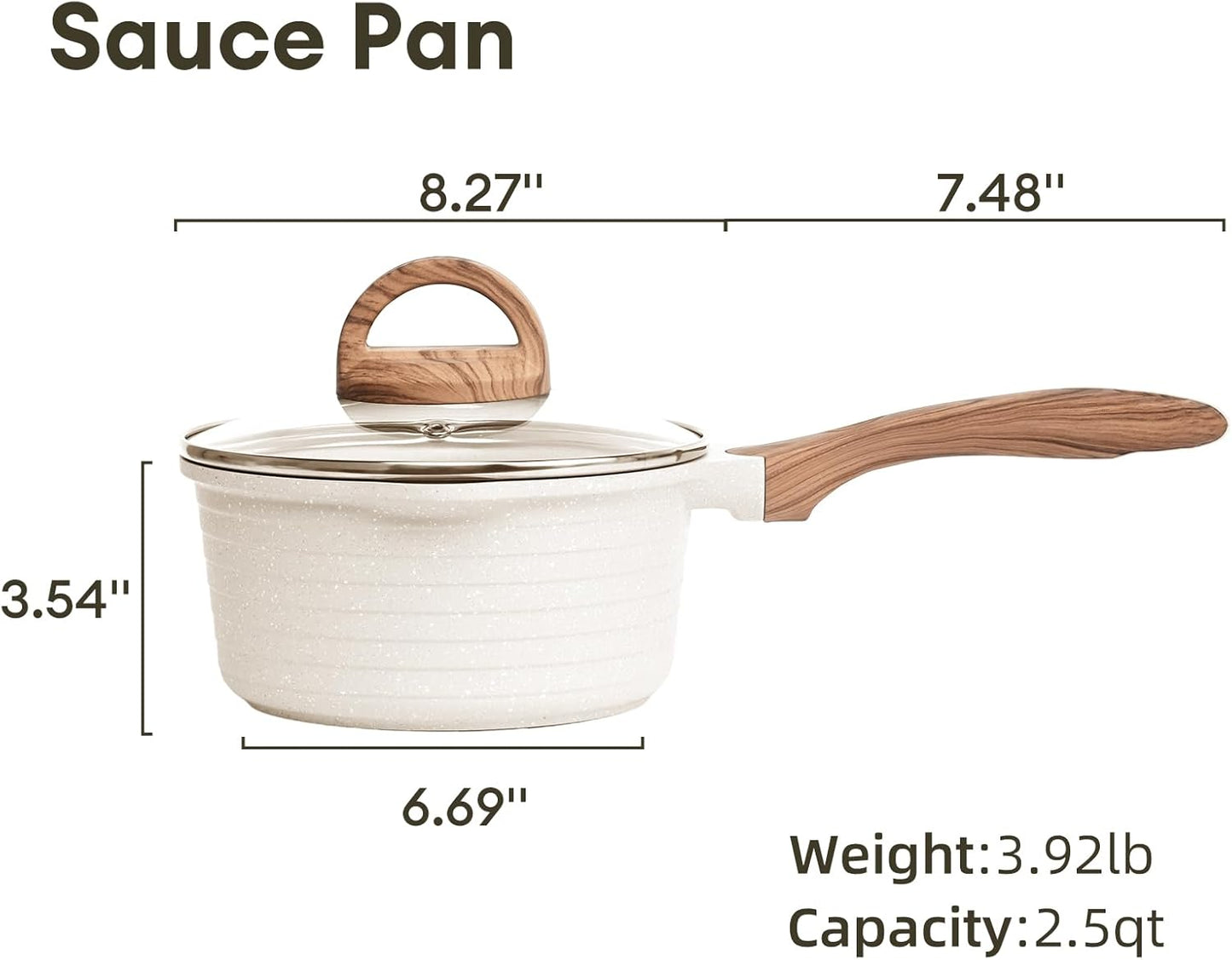JEETEE 2.5 Quart Sauce Pan with Lid, Non Stick Small Pot with German Granite Coating, Masterclass Cookware Sauce Pot for Cooking, PFOA/PFOS Free(Beige) - Culinary Roots