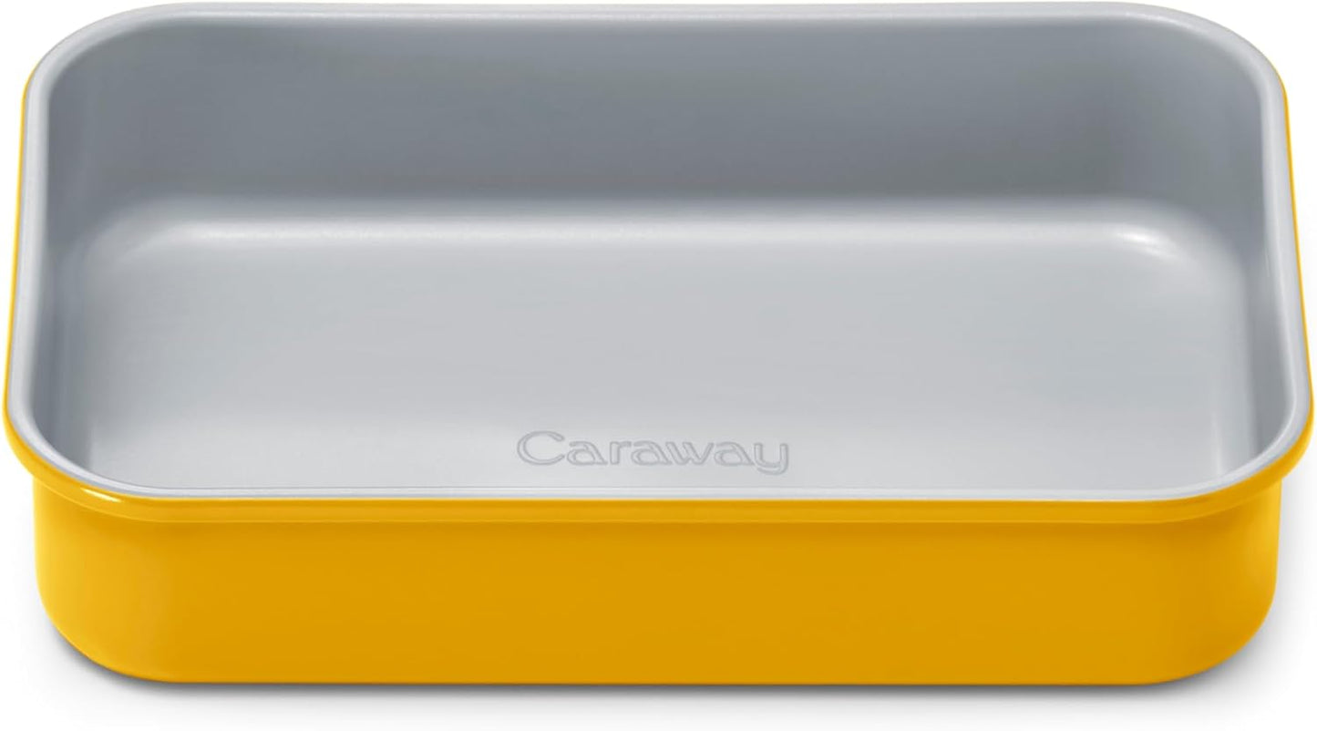 Caraway Nonstick 9” x 6.5” Small Rectangle Baking Pan – Non-Toxic, PTFE & PFOA Free – Aluminized Steel Core – Deep Ceramic Baking Pan for Casseroles, Lasagna & More - Marigold - Culinary Roots
