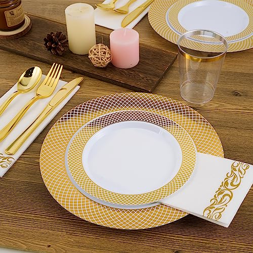 Gold Plastic Plates Set (51 Count)