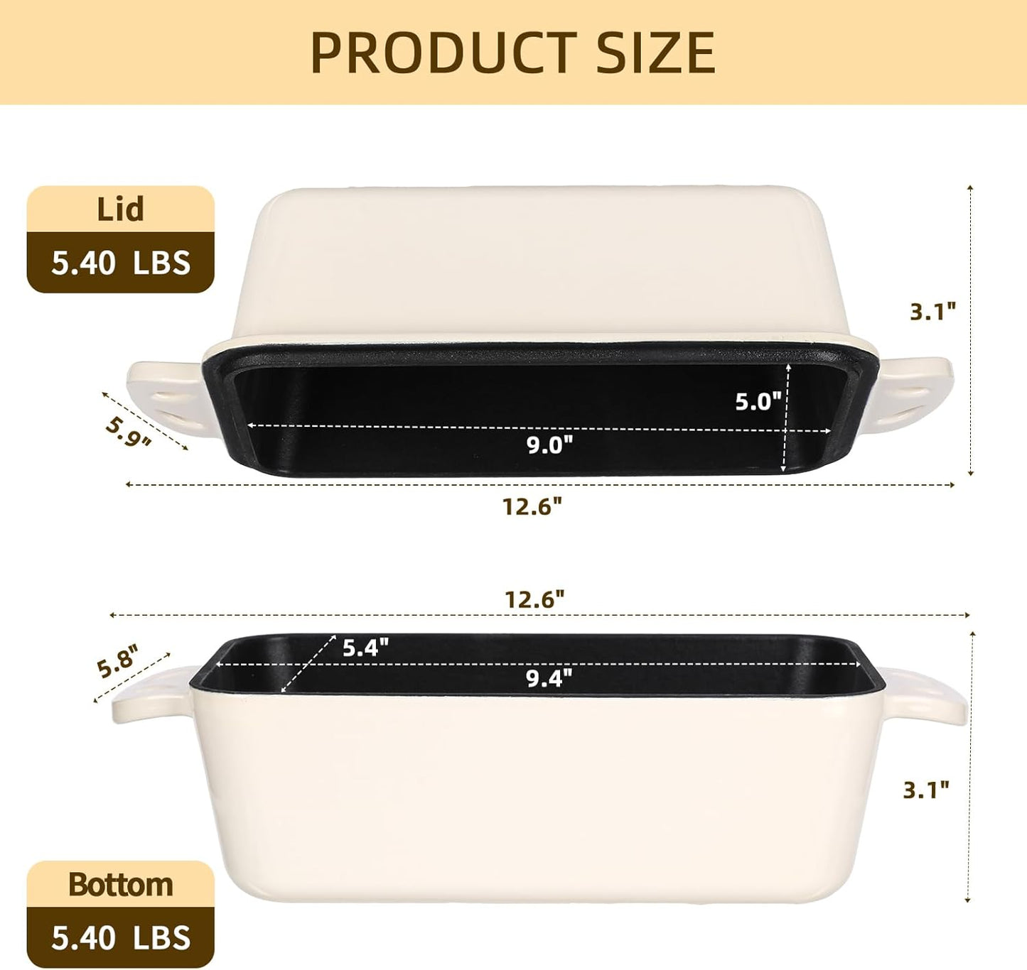 9x5 Enameled Cast Iron Loaf Pan with Lid - 2 in 1 Bread Pan for Baking Homemade Sourdough - Culinary Roots
