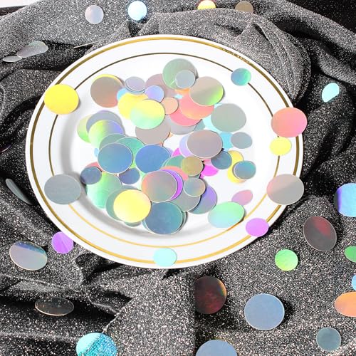 400PC Circle Dots Iridescent Confetti for Birthday Decorations Round Table Scatter for Wedding Baby Shower Bachelorette Bridal Shower Party Supplies (400 Count)