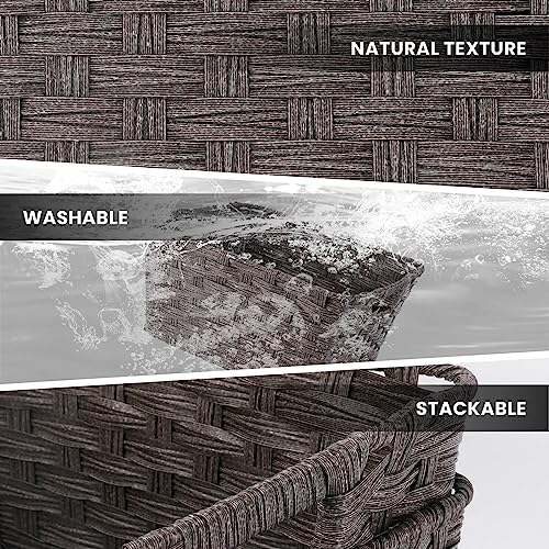 2 Pack Plastic Wicker Storage Baskets for Bathroom (2 Count)