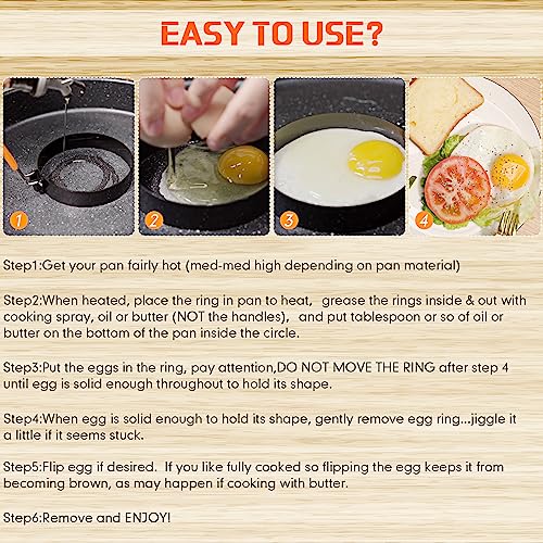 6 Pcs Egg Rings for Griddle Nonstick Pancake Molds
