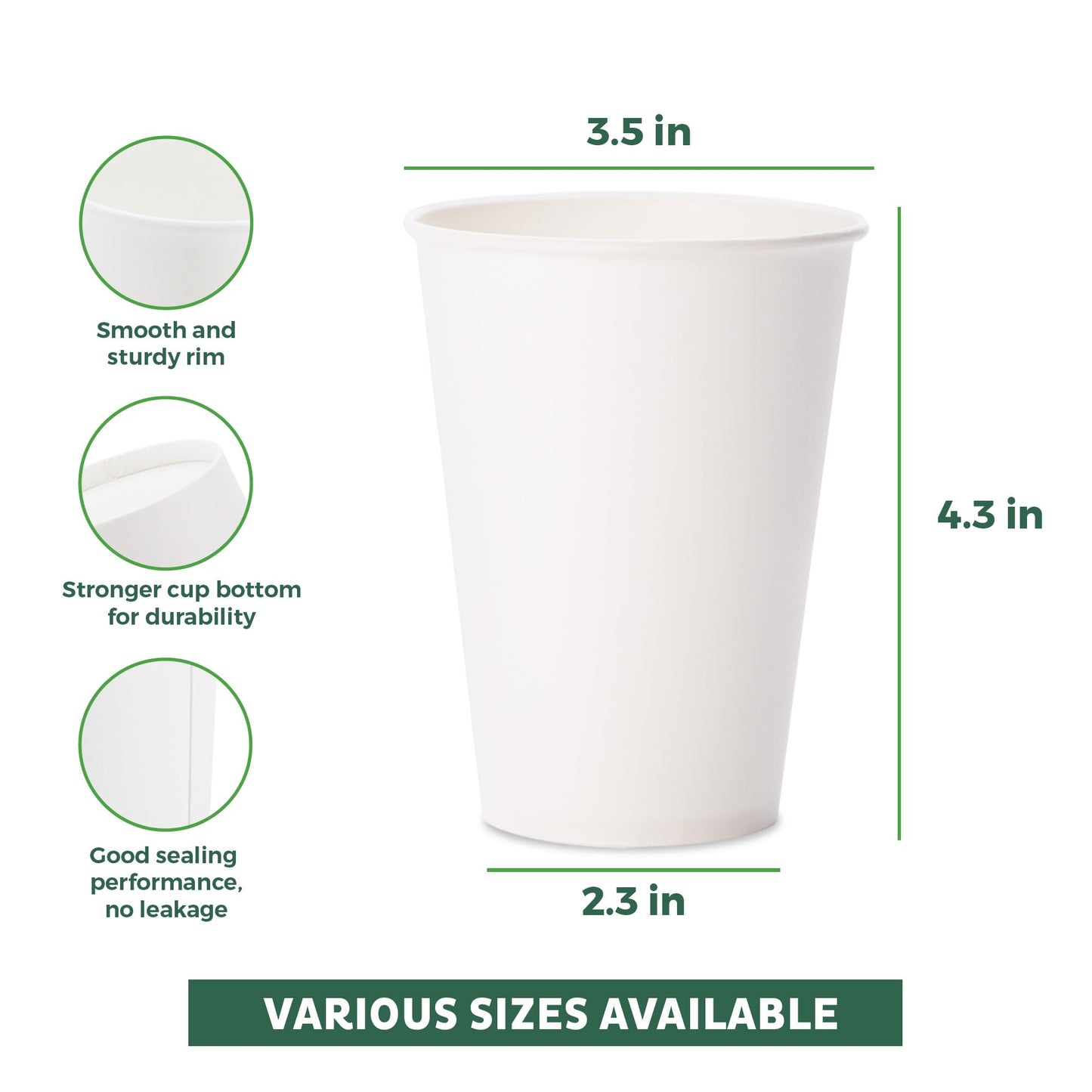 Coffee Cups 12 oz [300 Pack] Disposable Paper Cups for Hot or Iced Coffee Cup (300 Count)