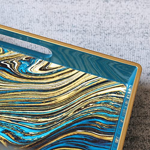 Serving Tray Marble Decorative Tray Plastic Rectangular Coffee Table Tray for Living Room