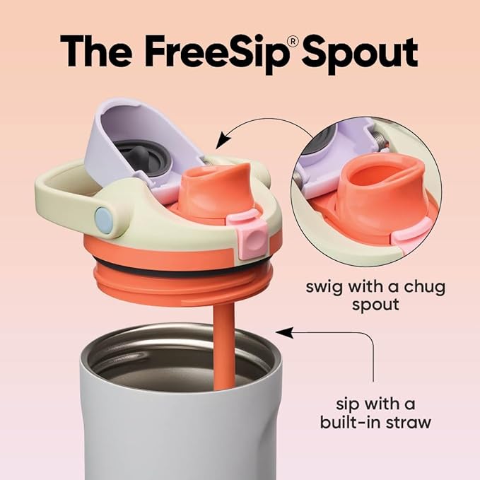 Owala FreeSip Sway Insulated Stainless Steel Water Bottle with Two-Way Spout, Built-In Straw and Bucket Handle, Made for Travel, School, and Sports, 40oz, BPA Free, Leak Proof, Beach House