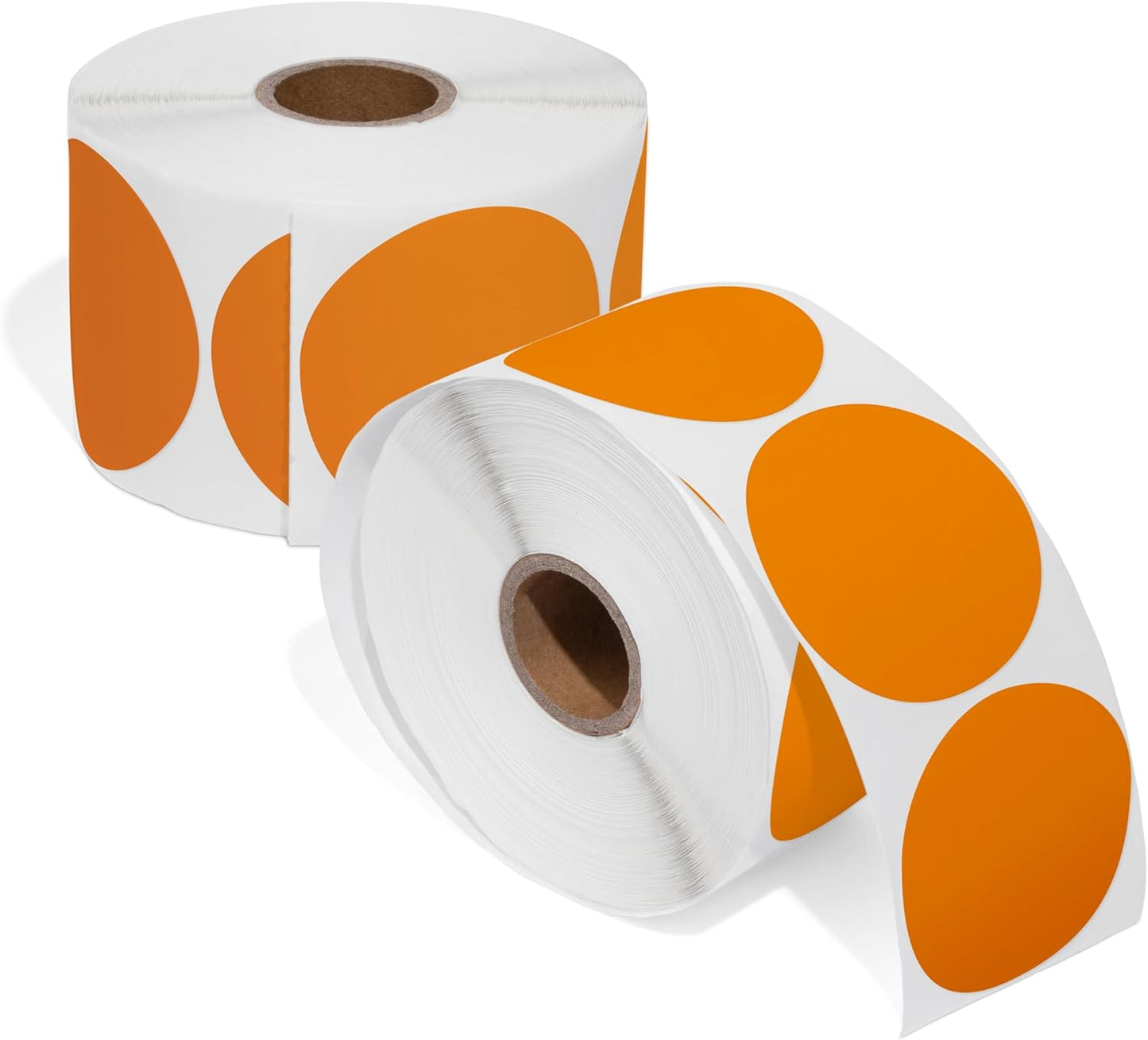Spartan Industrial - 2" Direct Thermal Circle Labels - Orange Round Stickers for Color Coding, Inventory Tags, and More (2 Rolls, 750/Roll)