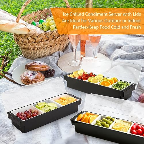Ice Chilled Condiment Caddy with 3 Removable Trays and Lid (88.1849 Ounce)