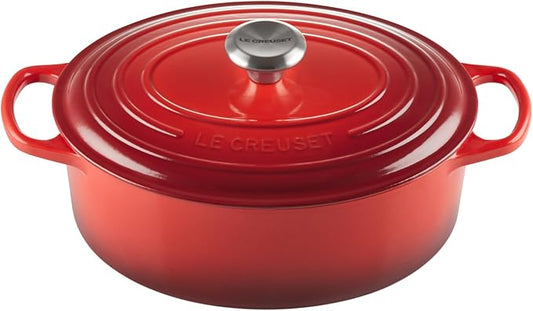 Le Creuset Enameled Cast Iron Signature Oval Dutch Oven, 5 qt, Cerise