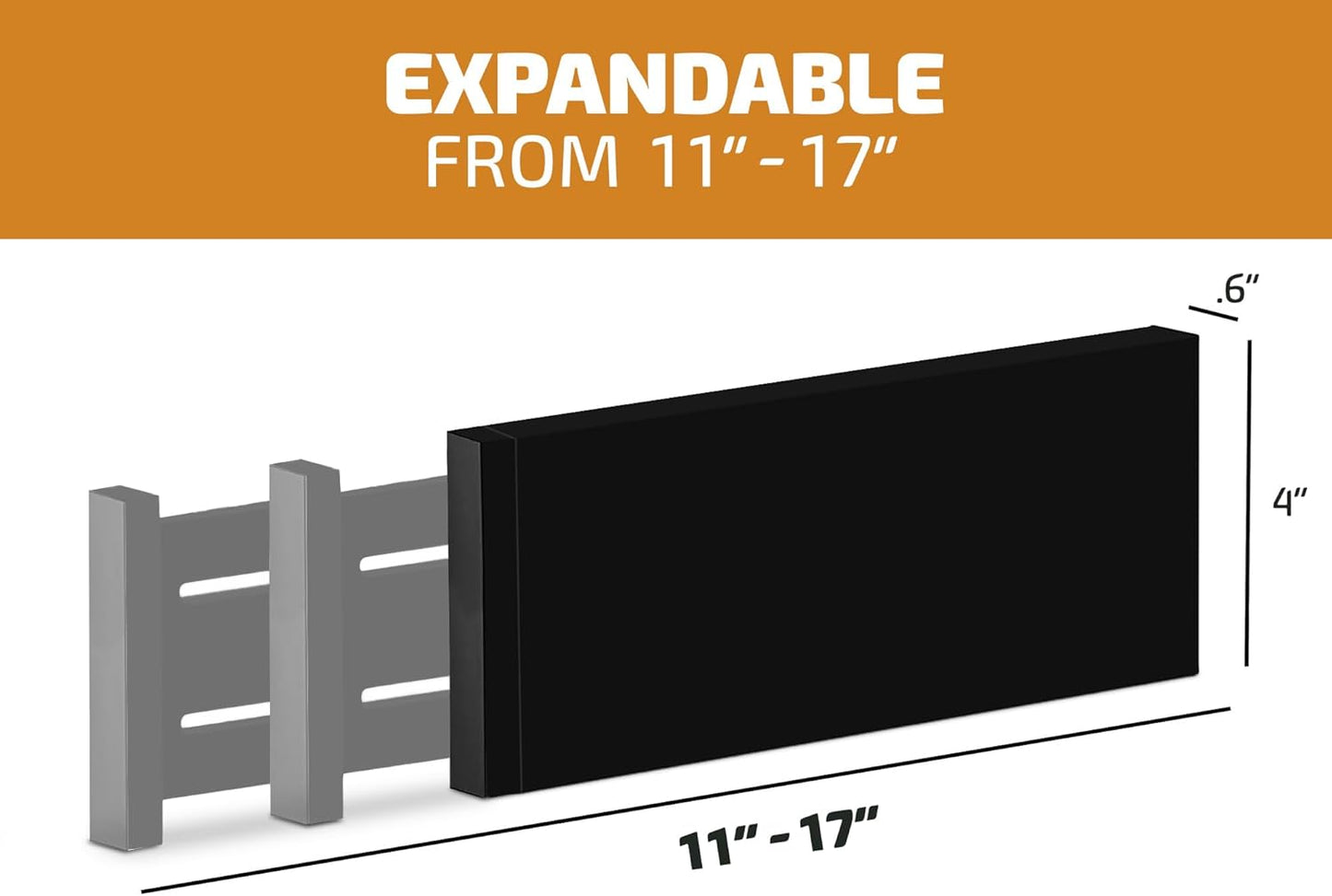 6 Pack Drawer Dividers 4 Inch High, 11”-17" Adjustable Bamboo Organizers Large Expandable Drawer Separators for Cloths, Dresser, Bedroom, Bathroom, Baby Drawer, Office & Kitchen Utensils (Black)