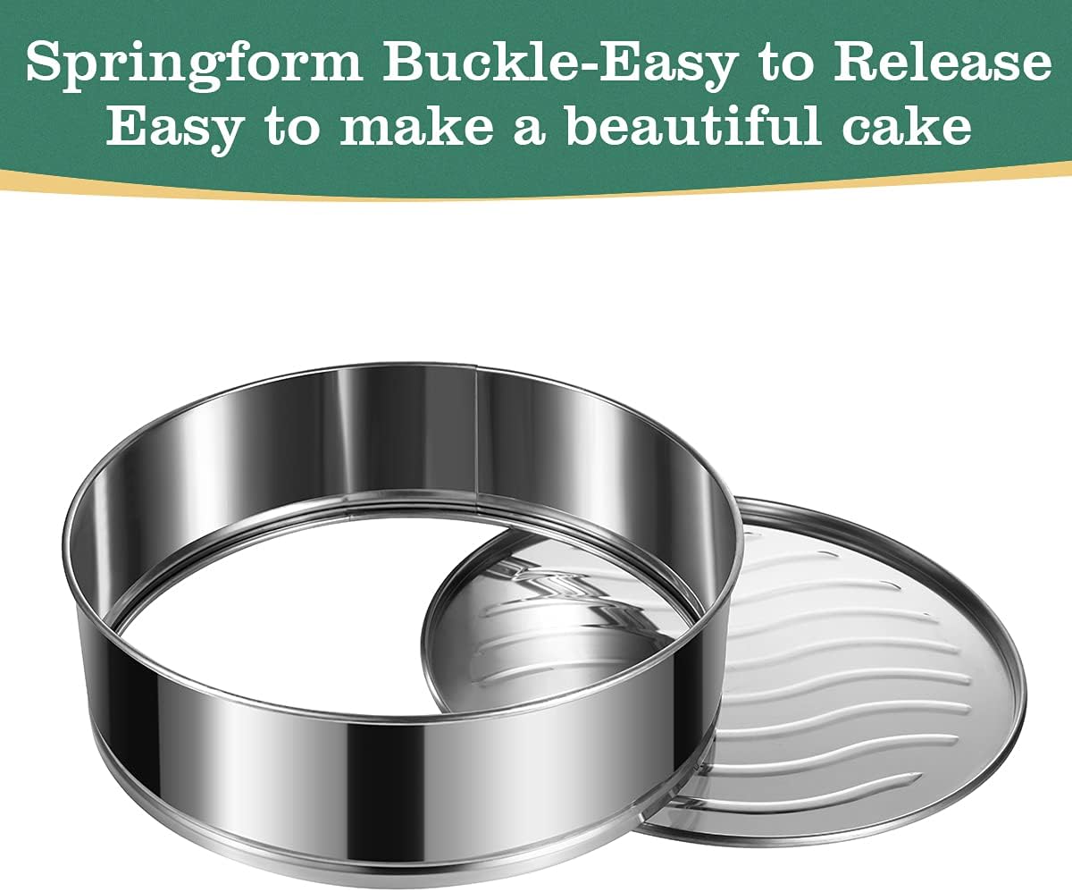 Springform Pan, Stainless Steel Springform Cake Pan, Leakproof & Nonstick Cheesecake Pan, 4" 7" 9" Round Cake Molds with 50 Pcs Paper Liners and 7 Pcs Piping Tips - Culinary Roots