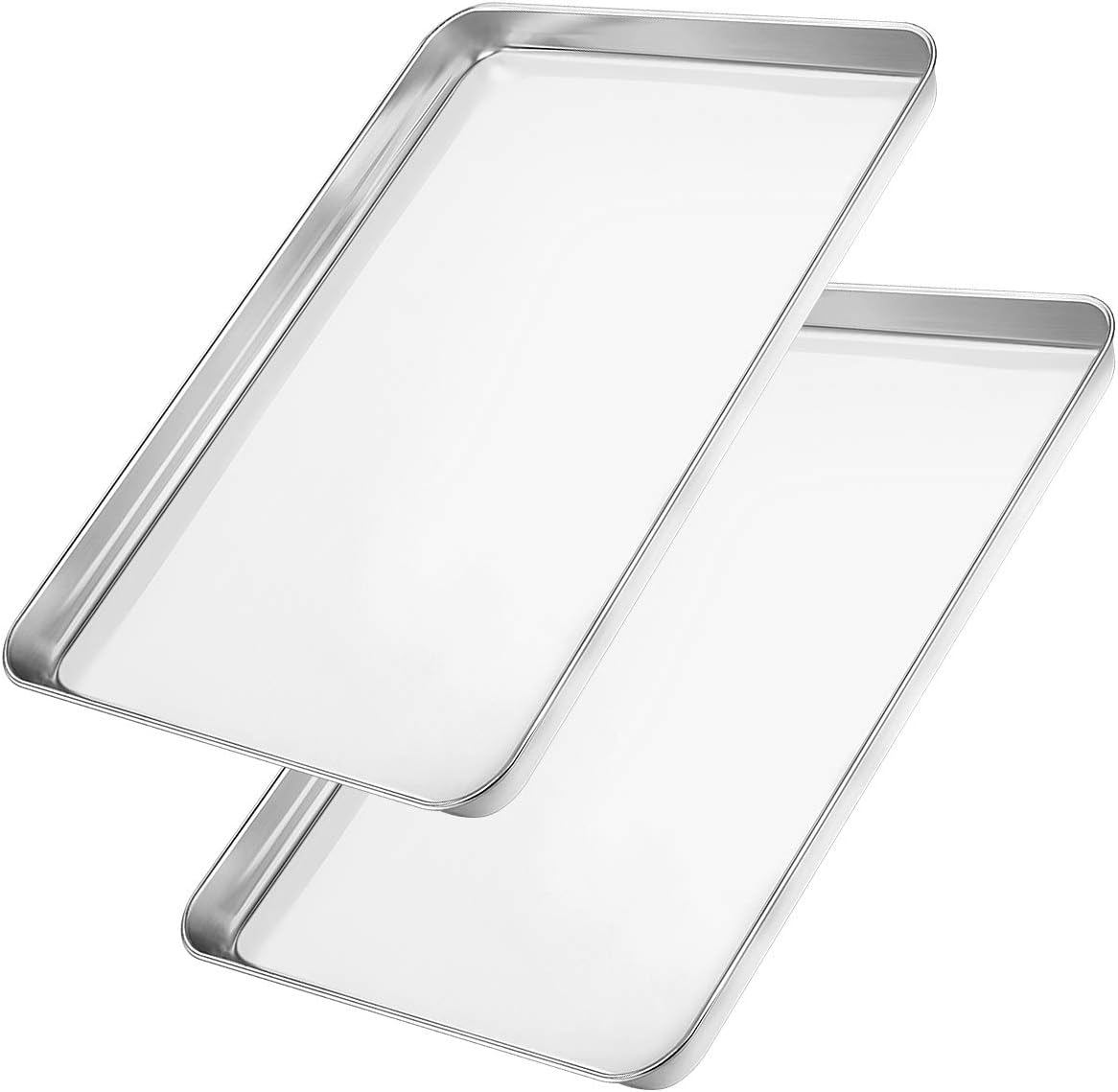 Wildone Baking Sheet Set of 2 - Stainless Steel Cookie Sheet Baking Pan, Size 9 x 7 x 1 inch, Non Toxic & Heavy Duty & Mirror Finish & Rust Free & Easy Clean - Culinary Roots