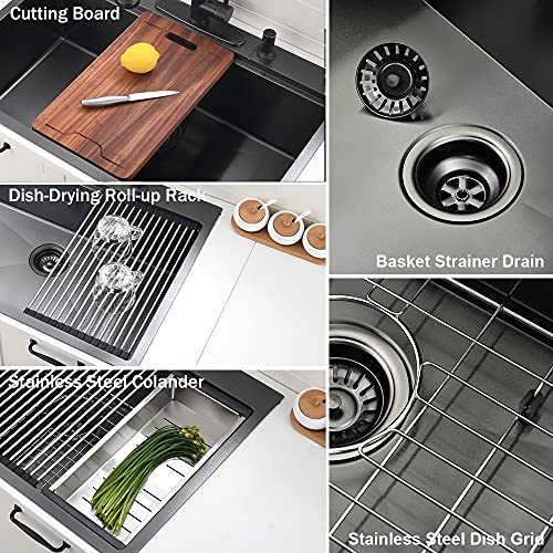 30 Inch Black Drop in Kitchen Sink