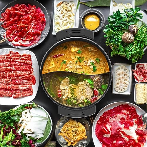 Electric Hot Pot 6L with Divider Hotpot Pot Electric Shabu Shabu Pot 110V 1200W PFOA FREE Non