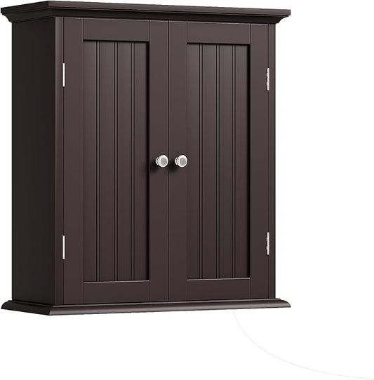 ChooChoo Bathroom Wall Cabinet, Over The Toilet Space Saver Storage Cabinet, Medicine Cabinet with 2 Door and Adjustable Shelves, Cupboard