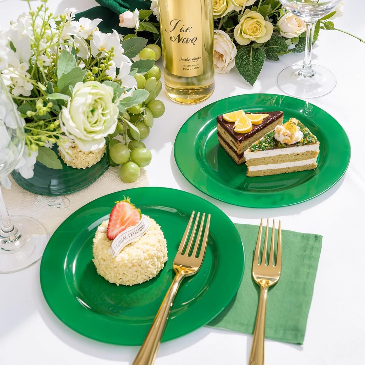 FLOWERCAT 60PCS Green Plates & St. Patrick's Day Plates - Heavy Duty Dark Green plates Disposable for St. Patrick's Party&Super Bowl- Include 30PCS 10.25" Dinner Plates & 30PCS 7.5" Dessert Plates - Culinary Roots