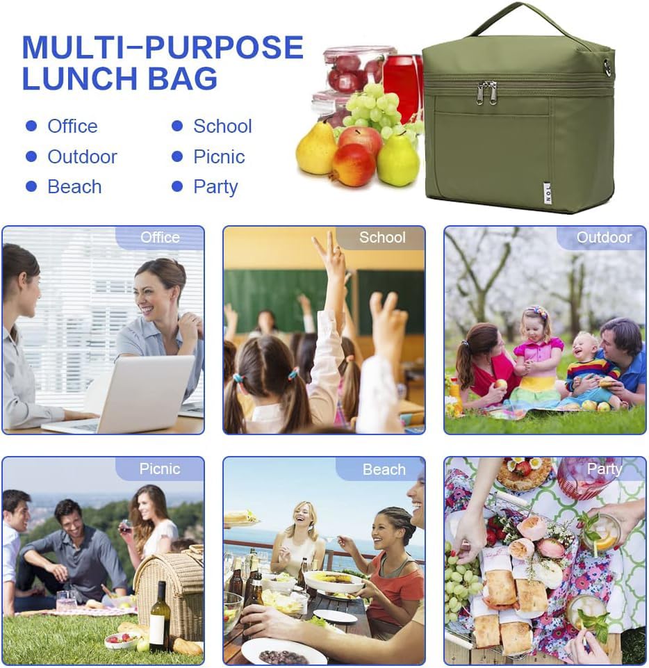 NOL Insulated Lunch Bags for Women Cooler Bag Lightweight Nylon Waterproof Lunch Box for Work