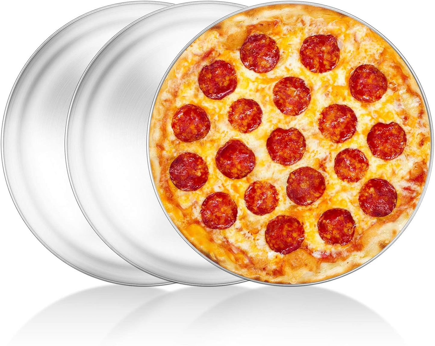 Pizza Pan Set of 3, Stainless Steel Pizza Pie Pan Tray Platter Pizza Tray, Round Pizza Dish Plate For Oven Baking, Healthy Metal Pizza Baking Cooking Pan for Oven - Size of 12 inch - Culinary Roots