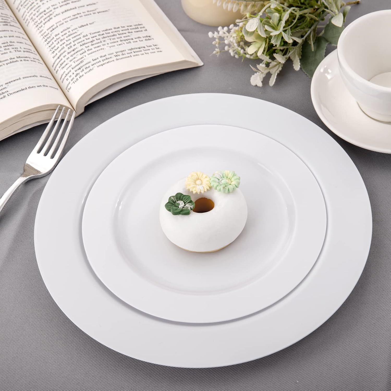 FLOWERCAT 60PCS White Plastic Plates - Heavy Duty White Disposable Plates for Birthday Party/Wedding -serve for 30 guests Include 30PCS 10.25" Dinner Plates & 30PCS 7.5" Dessert Plates for Party - Culinary Roots