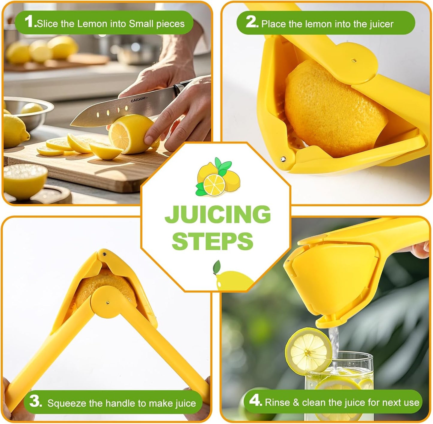 Lemon Squeezer, Effective Squeezing Juice Press, Easy-to-Use, Sturdy Flat Manual Lemon Juicer, Lime Squeezer, Citrus Juice Presser, to Squeeze Lemons, Limes, Citrus, oranges And Other Fruits - Culinary Roots