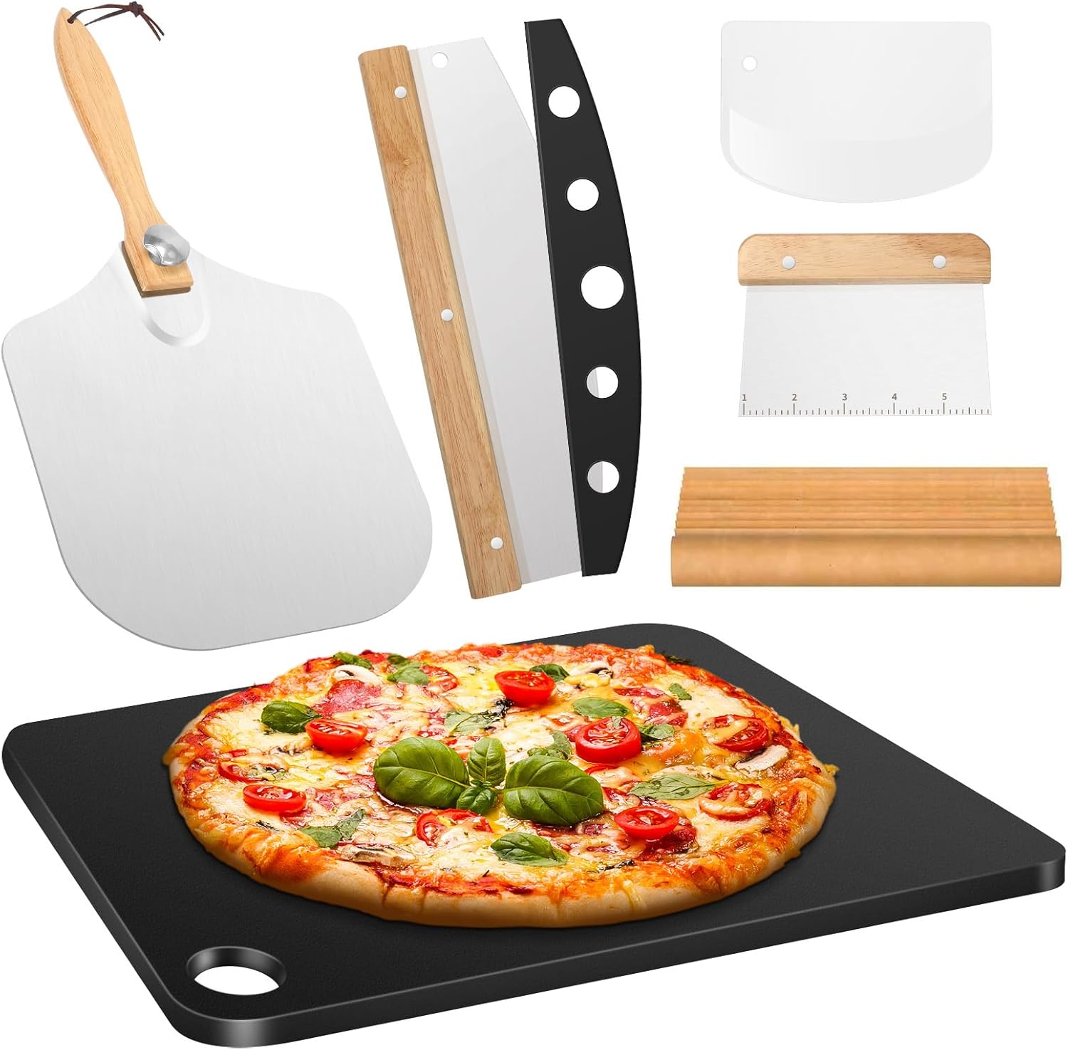 Hisencn 13" Ceramic Pizza Steel for Home Ovens - 20X Faster Heating, Crispy Crust Kit with Aluminum Peel & Tools - Culinary Roots