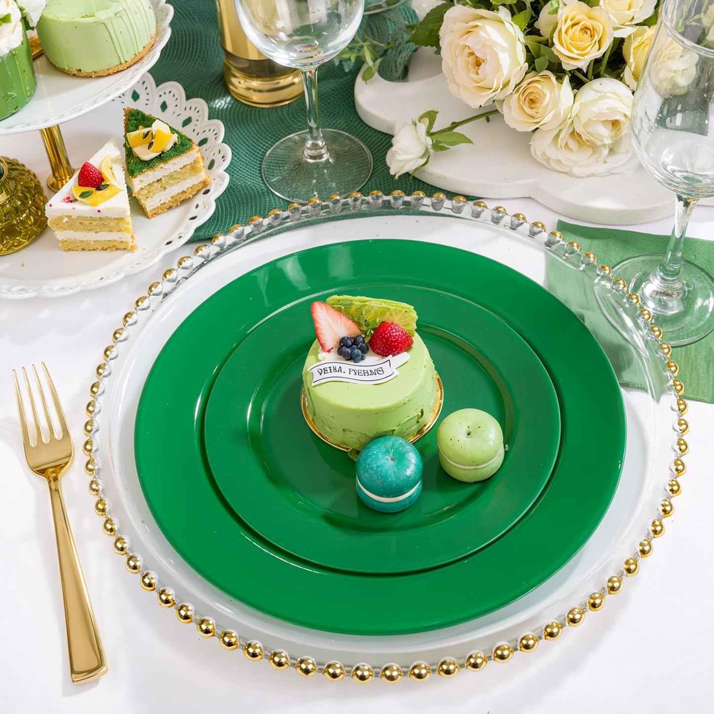 FLOWERCAT 60PCS Green Plates & St. Patrick's Day Plates - Heavy Duty Dark Green plates Disposable for St. Patrick's Party&Super Bowl- Include 30PCS 10.25" Dinner Plates & 30PCS 7.5" Dessert Plates - Culinary Roots