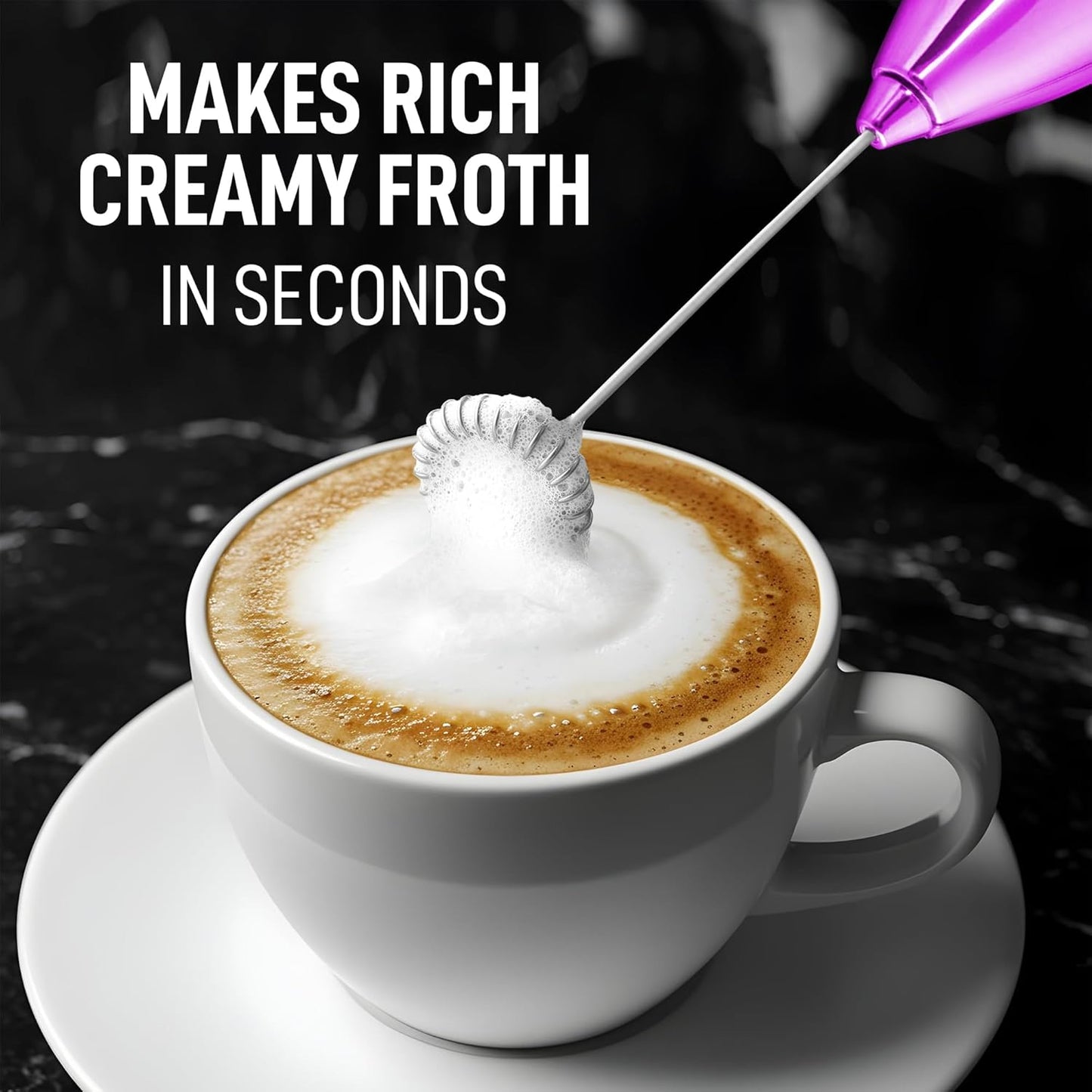 Zulay Kitchen Executive Series Milk Frother Wand - Upgraded & Improved Stand - Ideal Coffee Gift - Coffee Frother Handheld Foam Maker For Lattes - Electric Milk Frother Handheld For Cappuccino - Culinary Roots