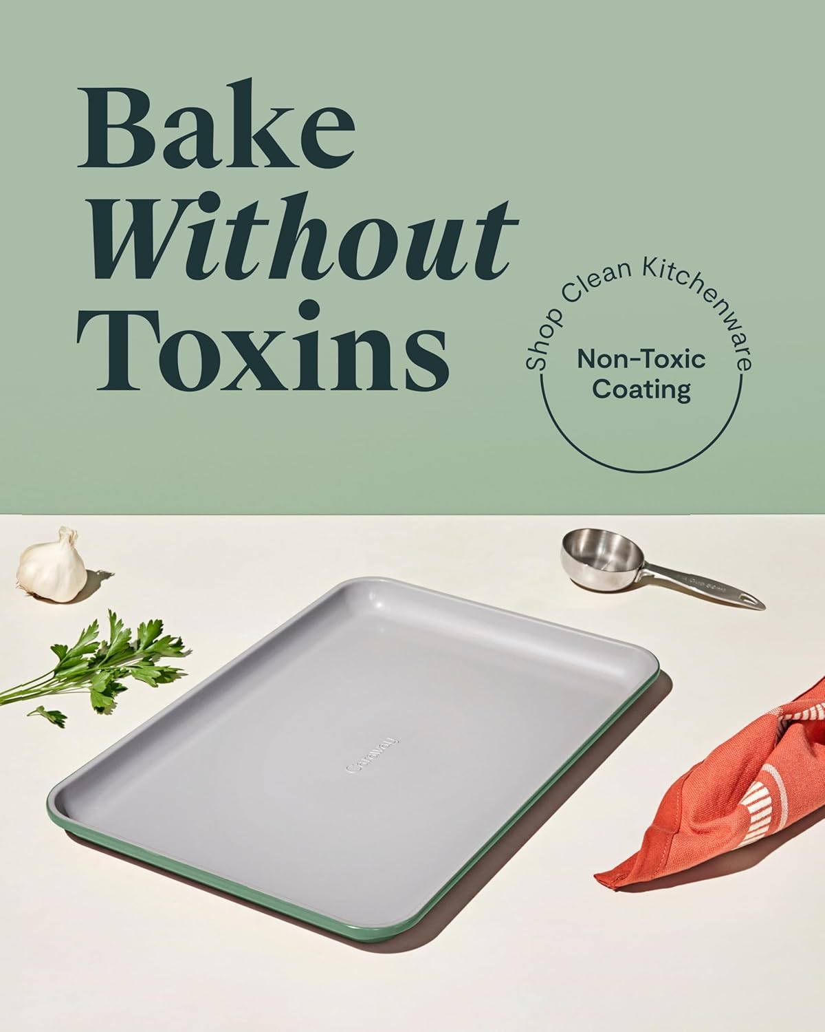 Caraway Non-Stick Ceramic Baking Sheet - Naturally Slick Ceramic Coating - Non-Toxic, PTFE & PFOA Free - Perfect for Baking, Roasting, and More - Medium (15" x 10") - Sage - Culinary Roots