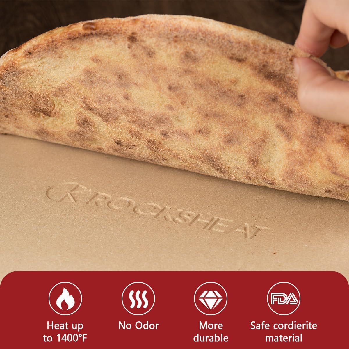 K ROCKSHEAT Pizza Stone Round 16 Inch for Grill and Oven, Large Cordierite Baking Stone for Bread, Safe Circular Cooking Stone for Grill 16", Easy to Clean - Culinary Roots