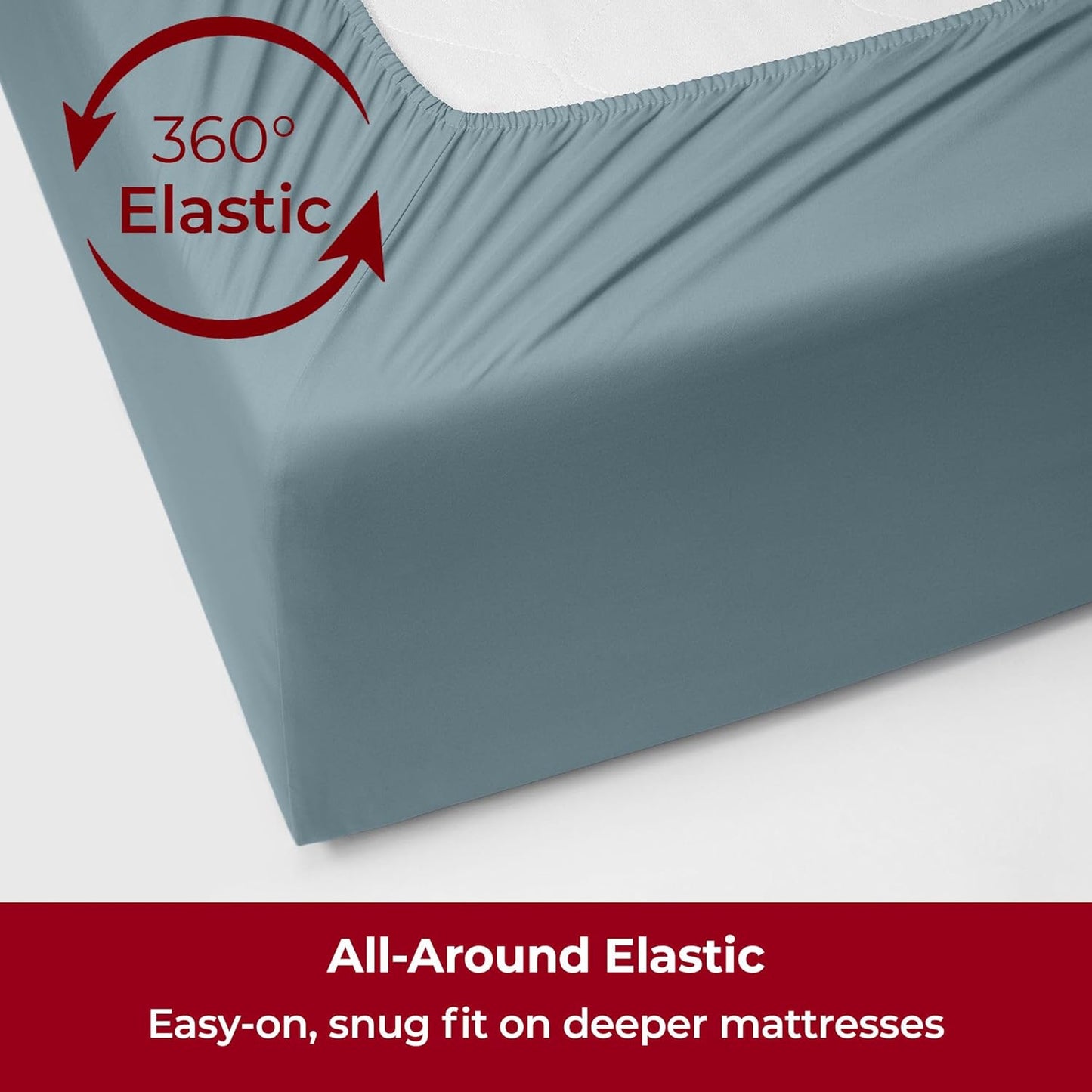 Mellanni Extra Deep Split King Sheets - 5 PC Iconic Collection Bedding - Hotel Luxury, Ultra Soft, Cooling Bed Sheets - Wrinkle, Fade, Stain Resistant (Split King, Spa Blue)