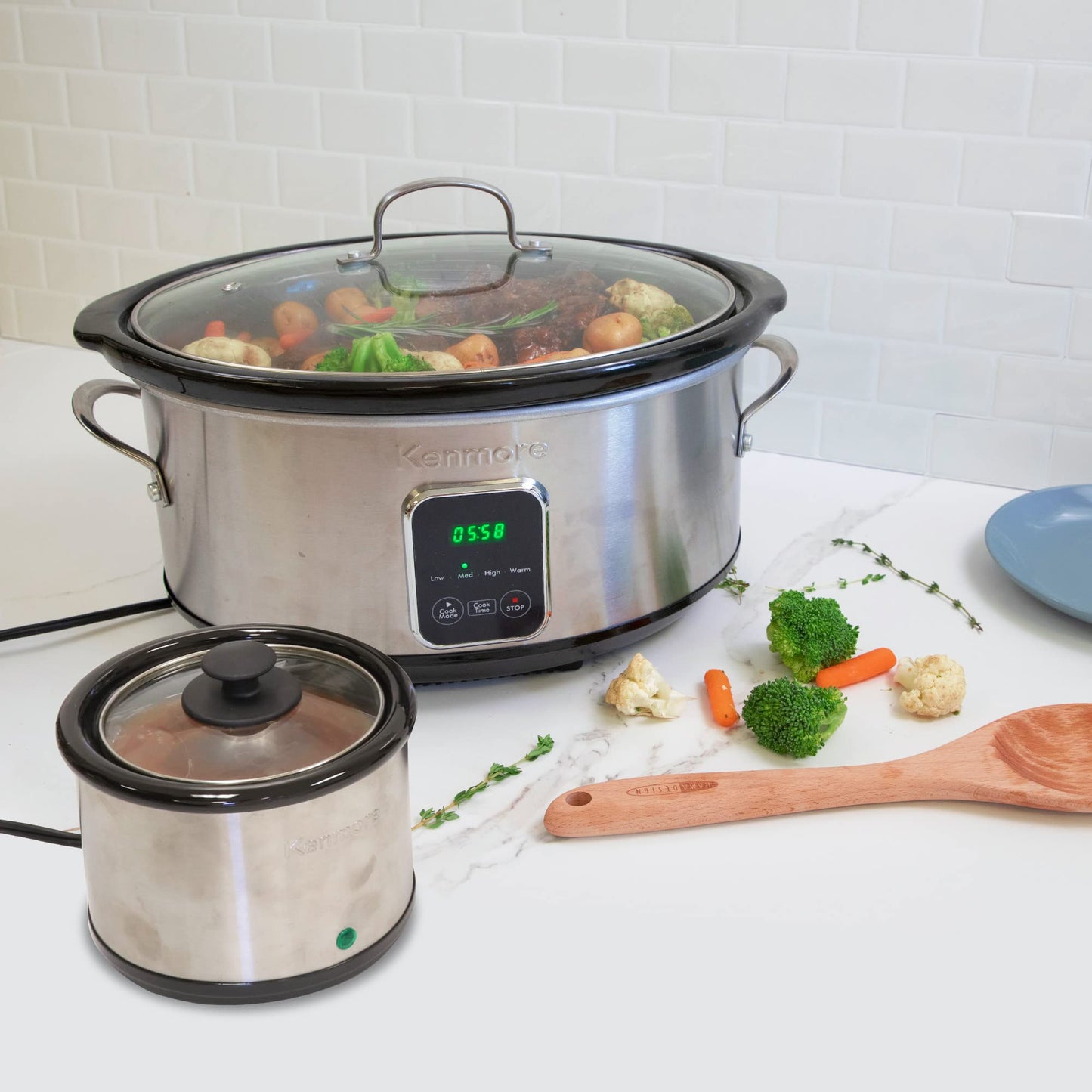 Kenmore 80010 7 Quart Slow Cooker with Dipper in Stainless Steel