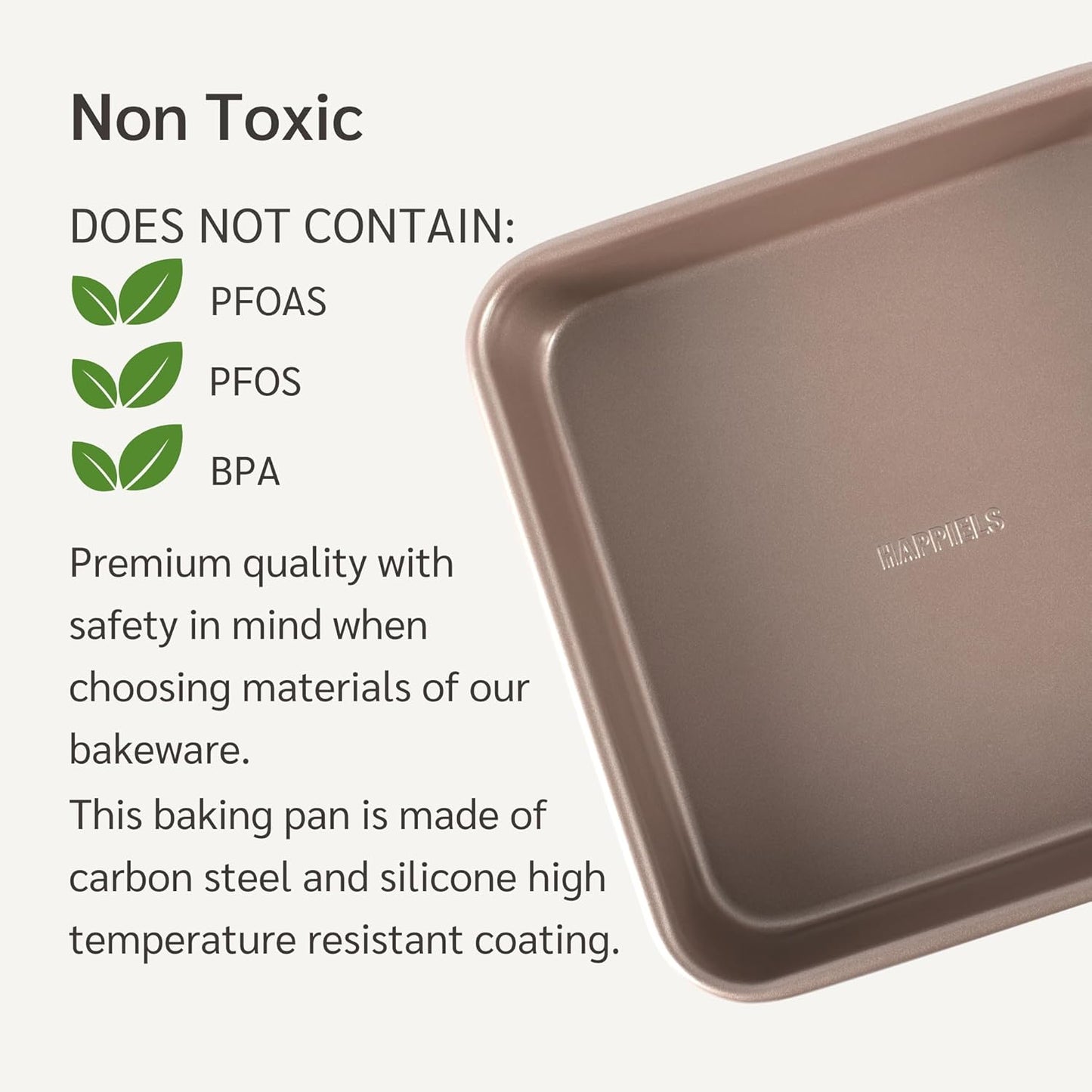 Nonstick Non Toxic 9x13 in Baking Pan for oven | Cake Mold 9 x 13 Non Stick Nontoxic | Carbon Steel Gold Brownies Pans 13x9 inches | Rectangle Brownie Tray 9 by 13 inch | Baking Ware - Culinary Roots