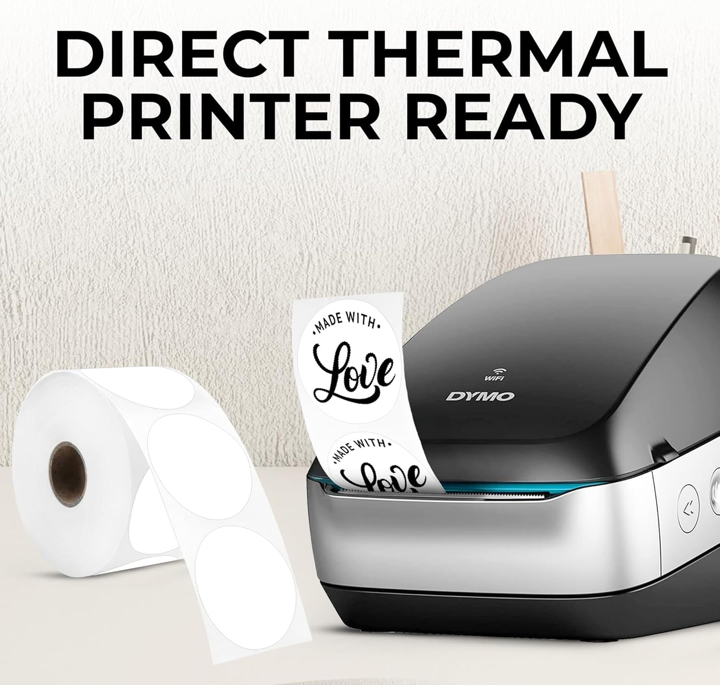 Perco White 2-Inch Perforated Circle Dot Thermal Sticker Labels — 735 Stickers/Roll, Direct Thermal Printer Compatible—with Permanent Adhesive for Organizing, Color Coding, Bin Labeling—Made in USA