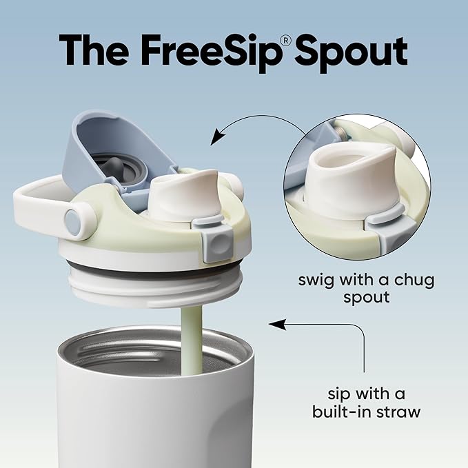 Owala FreeSip Sway Insulated Stainless Steel Water Bottle with Two-Way Spout, Built-In Straw and Bucket Handle, Made for Travel, School, and Sports, 30oz, BPA Free, Leak Proof, Iced Breeze