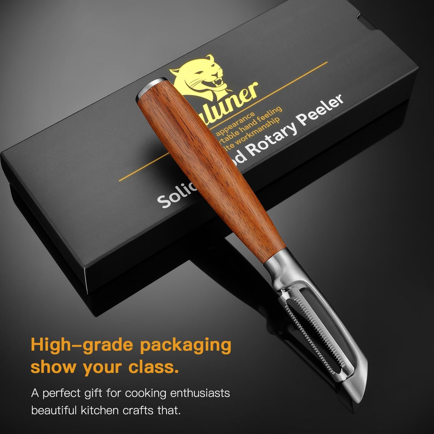 Serrated Blade Premium I Type 304 Stainless Steel Multifunctional Kitchen Peeler Real Wood Handle Ultra Sharp Blade Vegetable Potato Apple(Boluoge) - Culinary Roots