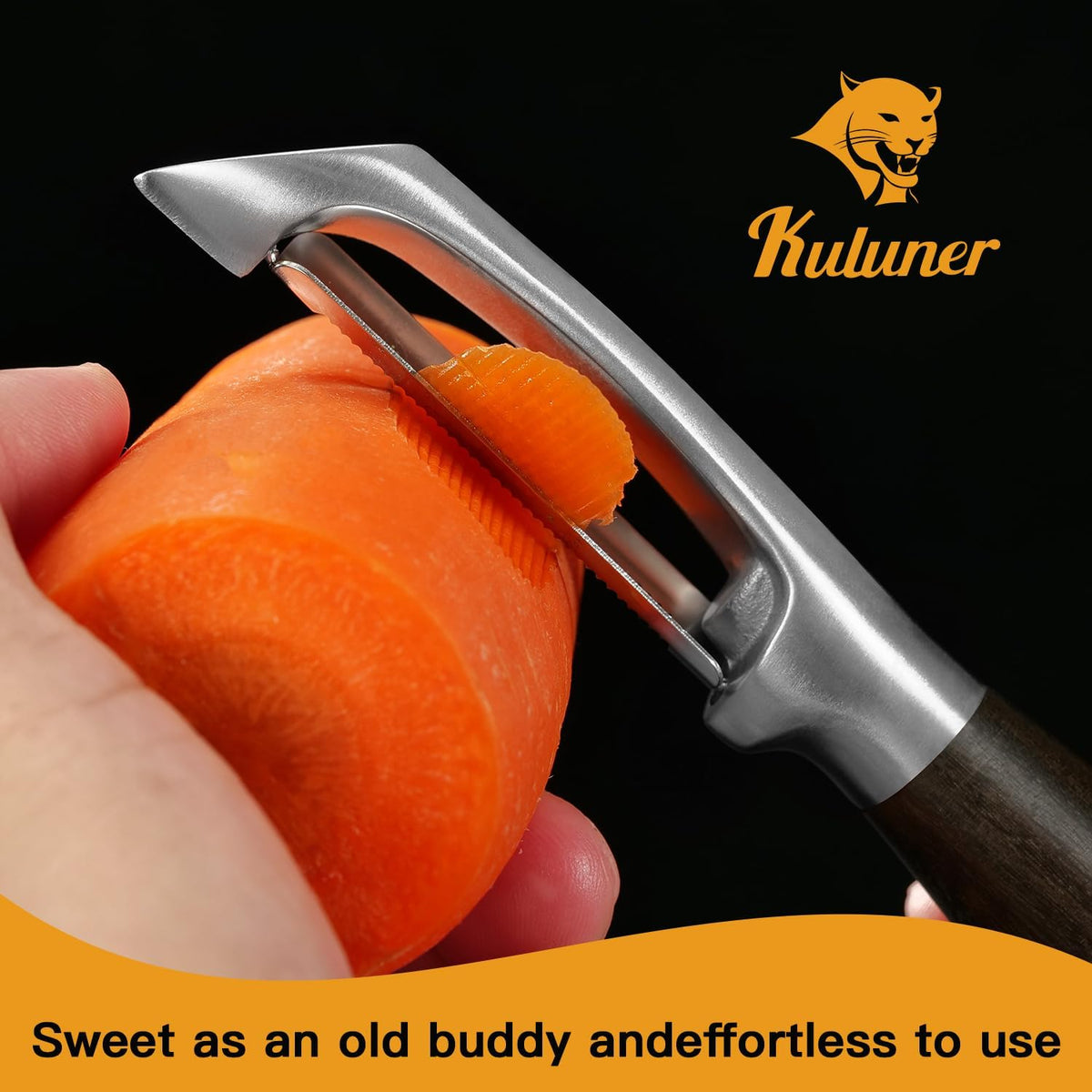 Serrated Blade Premium I Type 304 Stainless Steel Multifunctional Kitchen Peeler Real Wood Handle Ultra Sharp Blade Vegetable Potato Apple（Agarwood） - Culinary Roots