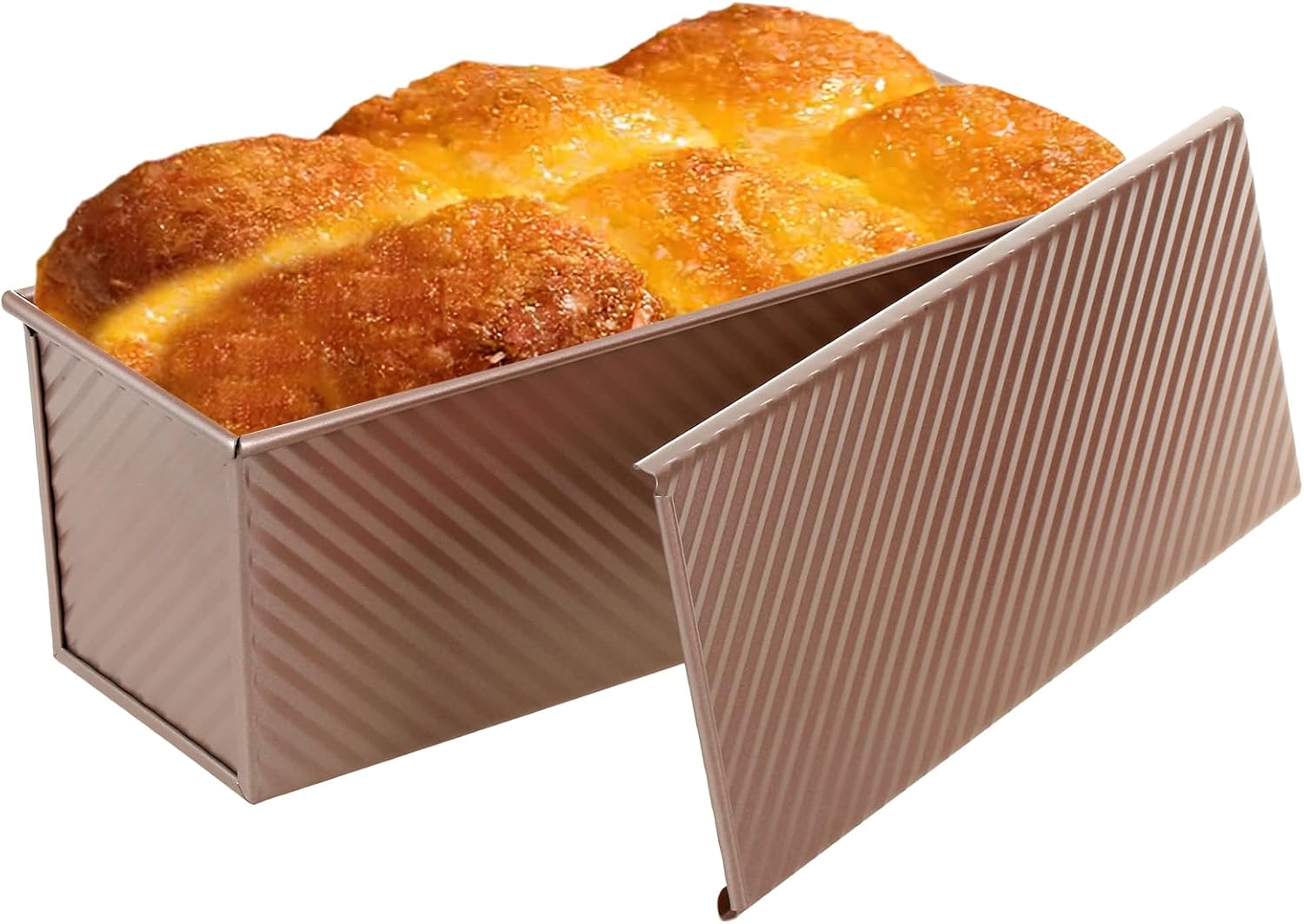 Non-Stick Pullman Loaf Pan with Lid 13x4 Inch - 2.2lb Carbon Steel Bread Baking Pan with 4 Vent Holes, Heavy Duty Sourdough Loaf Pan with Cover for Homemade Sandwich Bread (Gold) - Culinary Roots